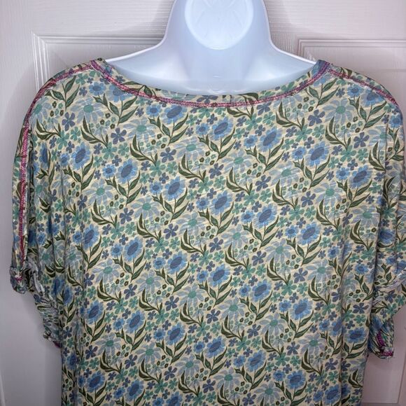 Natural Life Cotton Tee Mini Dress Frankie Knit Blue Floral Tshirt Dress XL NWT - Picture 9 of 13